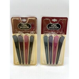 8 Vintage Vidal Sassoon Sectioning Clips 90’s NOS Black Green Purple Pink Bs257